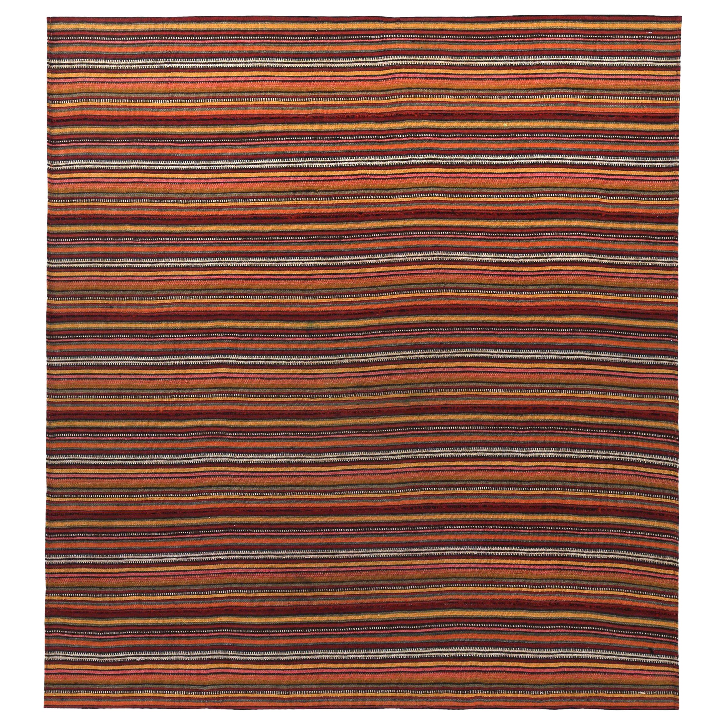 Persische Kilim Quadratische Teppiche - Wolle Orange Rot Gelb - 89523