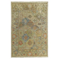 Tapis de la collection rose persane vers 1990 - Laine bleu vert ivoire - 89543