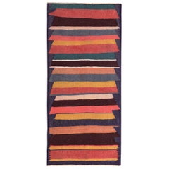 Persian Kilim Small Rug Circa 1910 - Wool Blue Pink Yellow Design - 89550