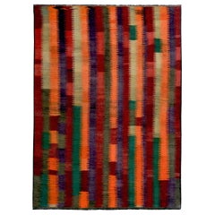 Alfombra Persa Kilim Pequeña Circa 1910 - Lana Verde Naranja Purpel Design - 89553