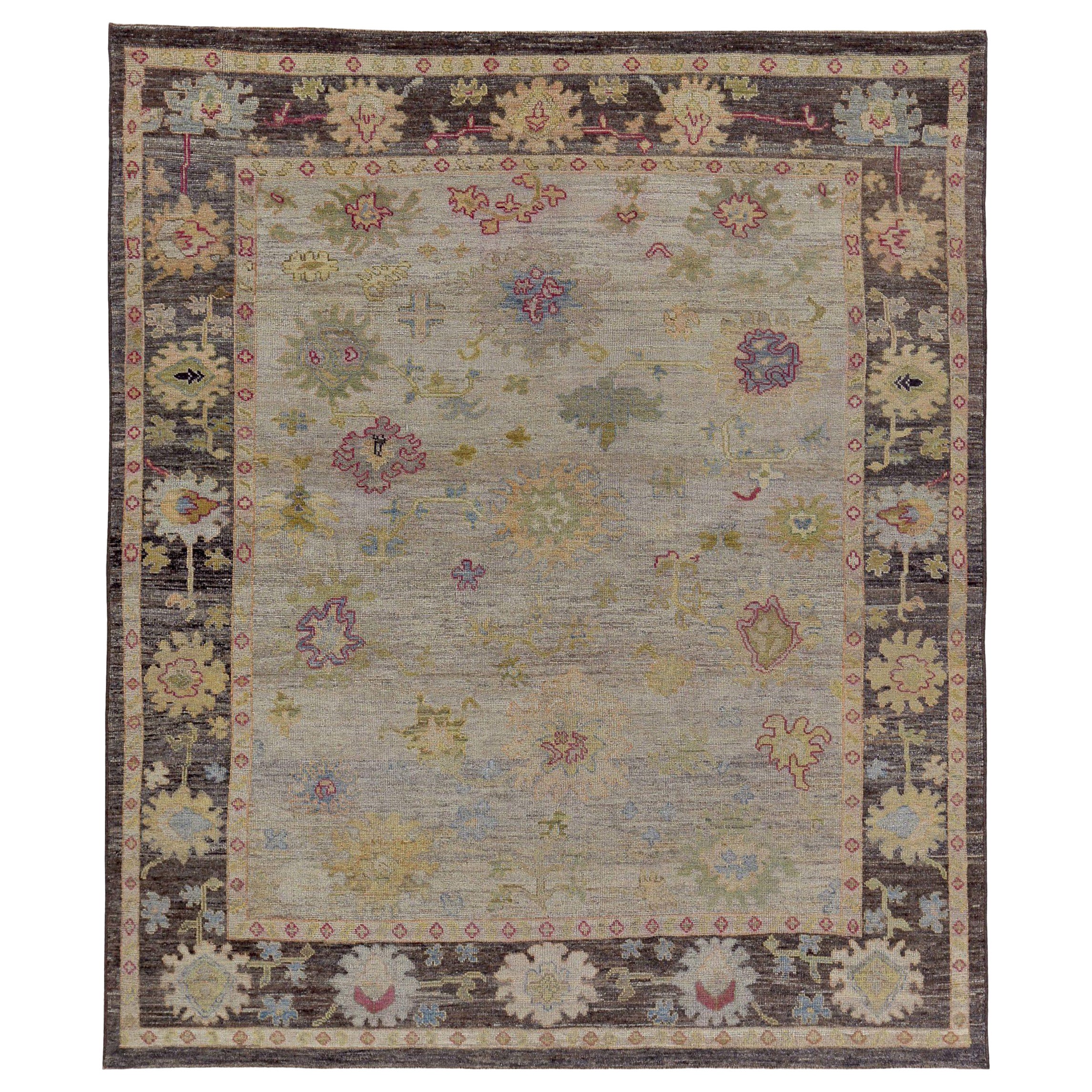 Persian Rose Collection Area Rugs Circa 1990 - Wool Brown Green Ivory - 89568