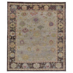 Persian Rose Collection Area Rugs Circa 1990 - Wool Brown Green Ivory - 89568