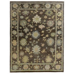 Colección Rosa Persa Alfombras Circa 1990 - Lana Marrón Verde Diseño - 89570