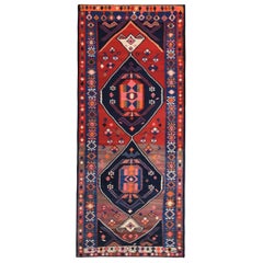 Persische Kelim-Teppiche um 1910 - Wolle Schwarz Blau Rot Design - 89572