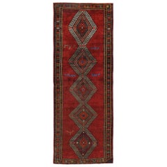 Persisch Aserbaidschan Läufer Teppich CIRCA 1910 - Wolle Elfenbein Rot Gelb Design - 89624