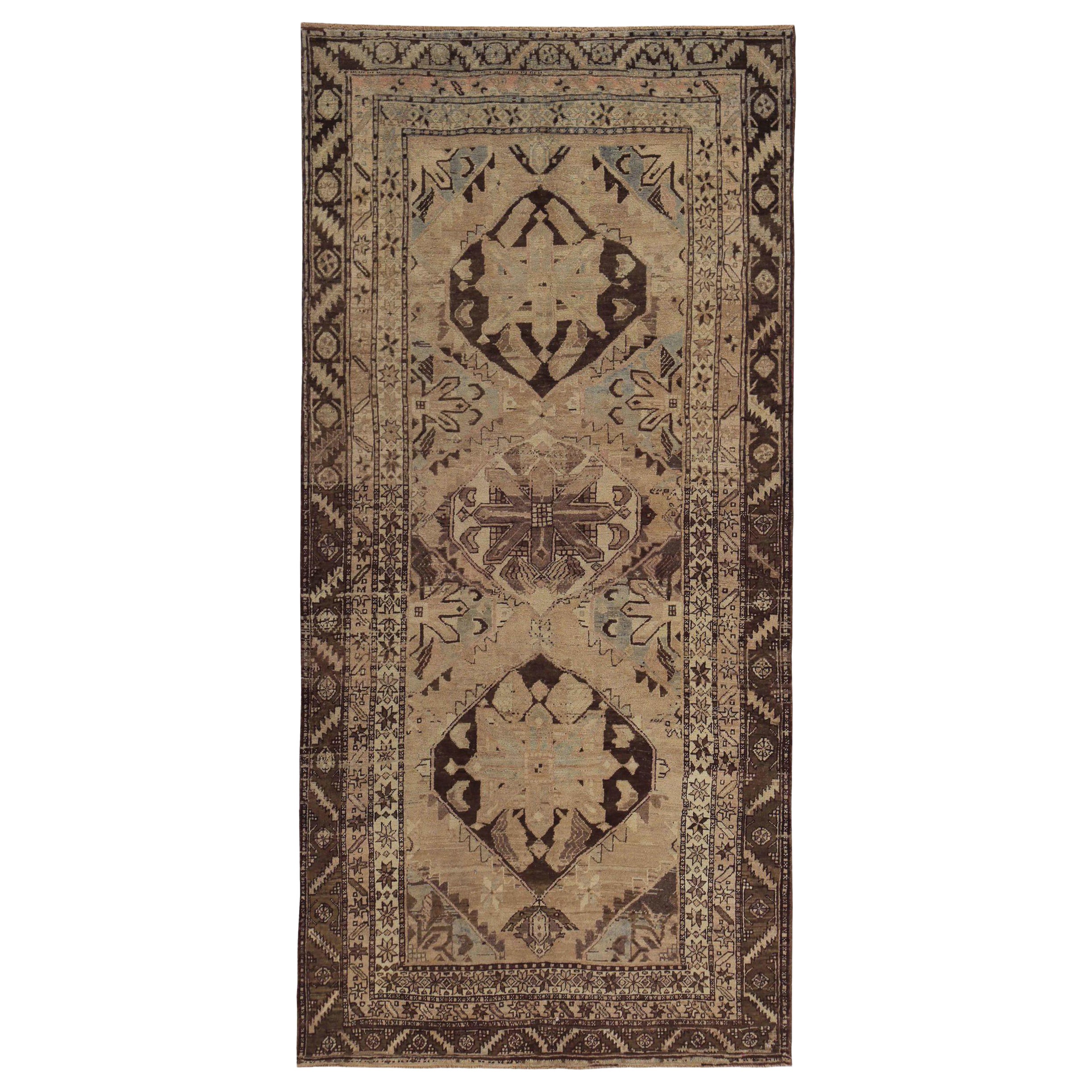 Persischer Aserbaidschan Small Teppich - Wolle Brown Elfenbein Design - 89625