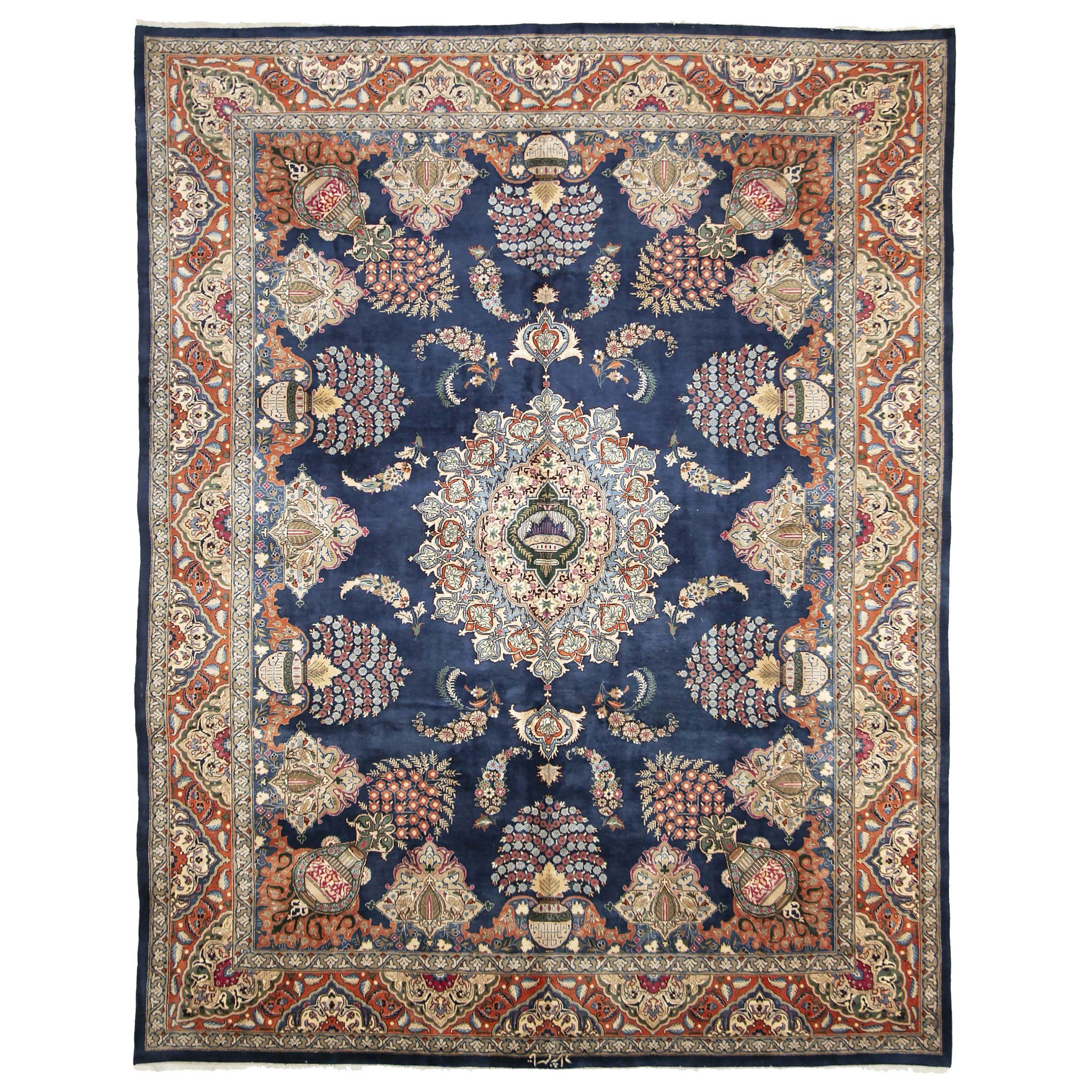 Tappeti persiani kashmar Circa 1910 - Lana Avorio Blu Navy Rosso Design - 89613