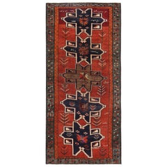 Persischer Aserbaidschanischer kleiner Teppich - Wolle Elfenbein Marineblau Rot - 89647