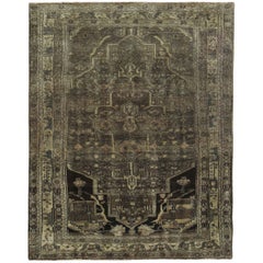 Persian Bijar Small Rug - Wool Brown Ivory Design - 89650