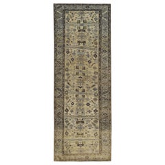 Tapis de course persan Azerbaïdjan - Laine Brown Green Ivory Design - 89641