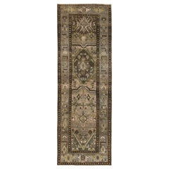 Persische Azerbaijan Läufer Teppich - Wolle Braun Grün Elfenbein Taupe - 89642