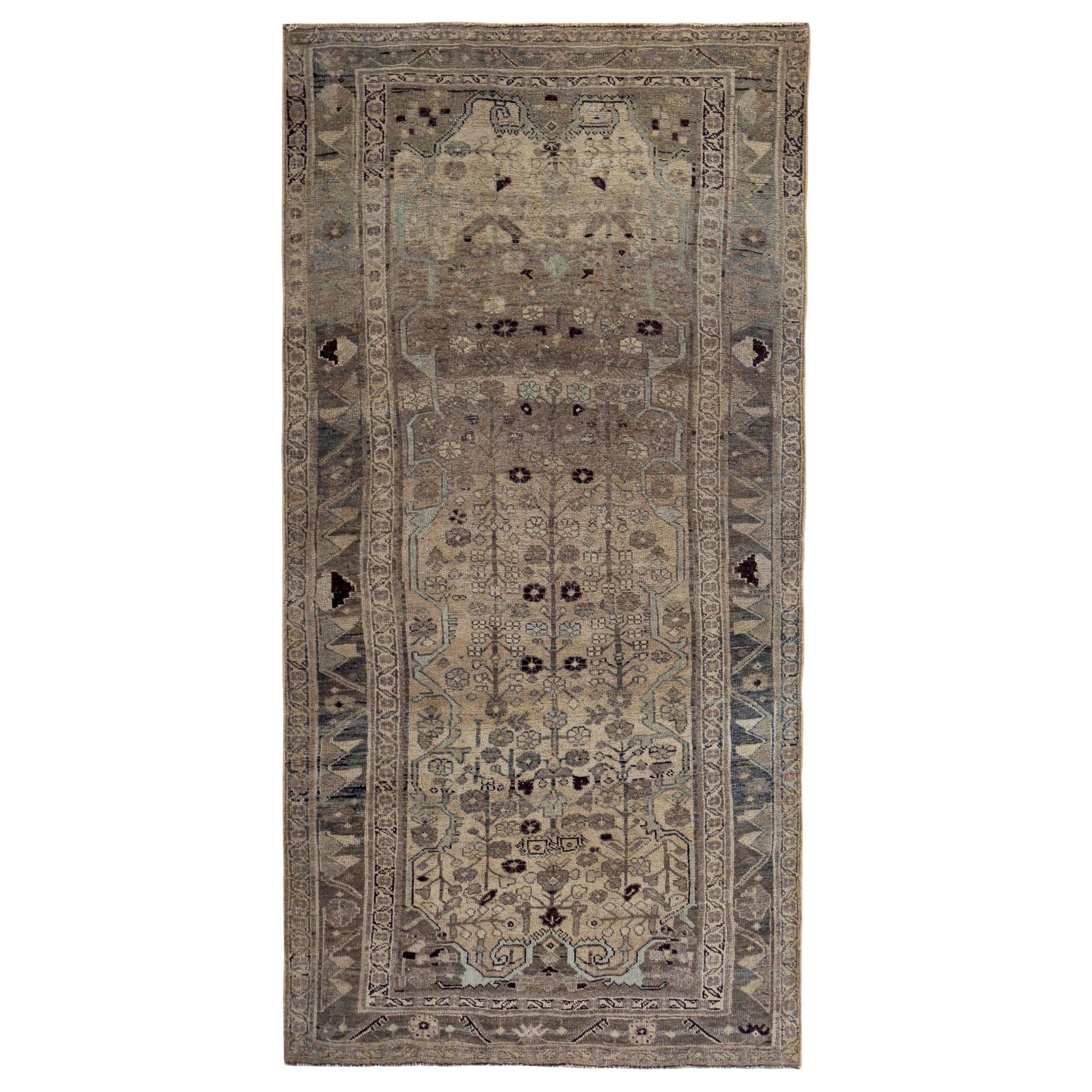 Persischer Bijar Small Teppich - Wolle Braun Elfenbein Design - 89657