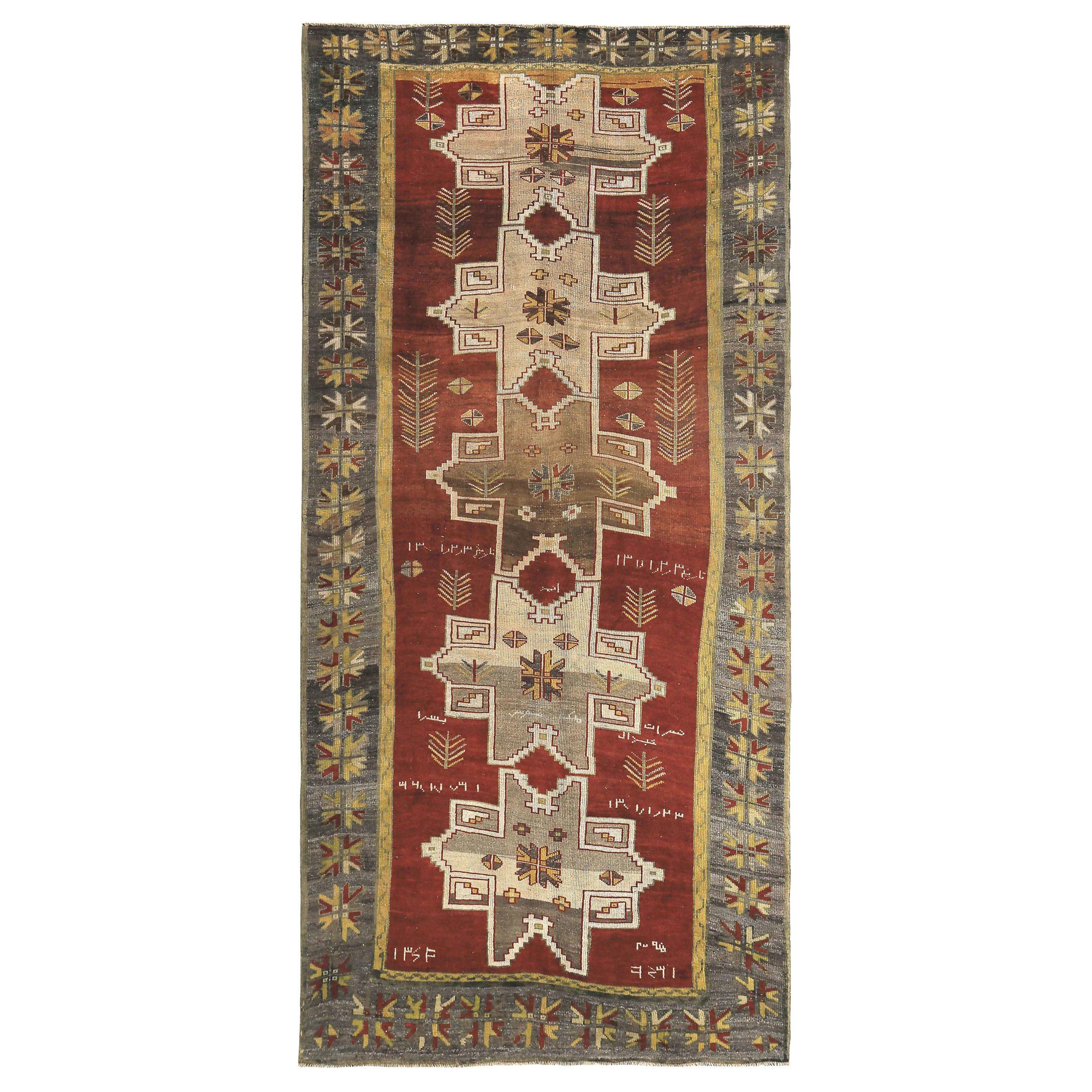 Persische Aserbaidschan Teppiche - Wolle Braun Elfenbein Rot Gelb - 89659