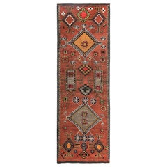 Persian Azerbaijan Runner Rug - Wool Red Yellow Design - 89661