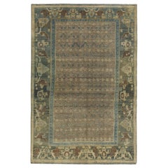 Persian Bijar Small Rug - Wool Blue Brown Ivory Design - 89674