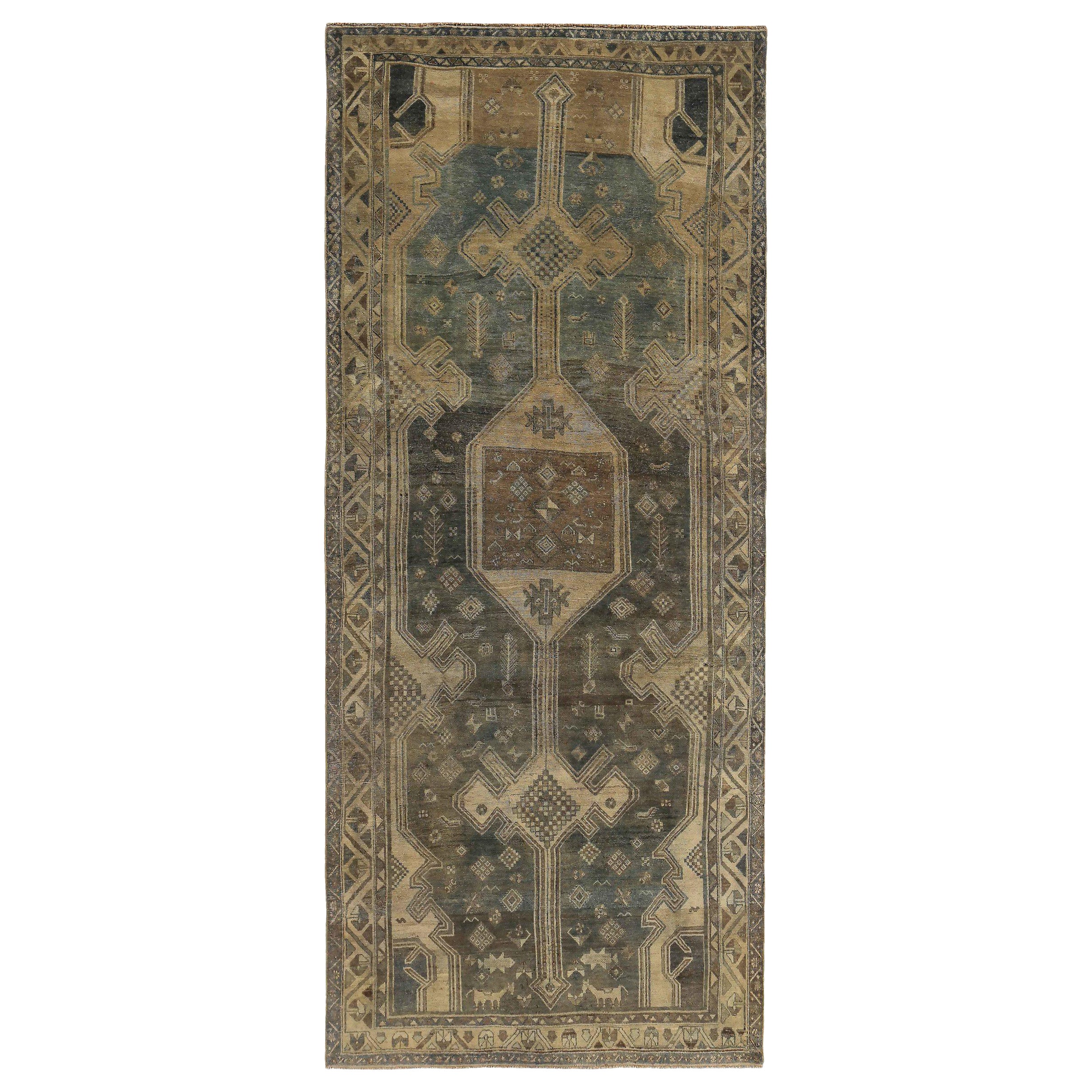 Alfombra Persa Bijar Small - Lana Azul Marrón Diseño Marfil - 89677