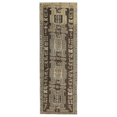 Persisch Aserbaidschan Läufer Teppich CIRCA 1910 - Wolle Braun Elfenbein Design - 89682