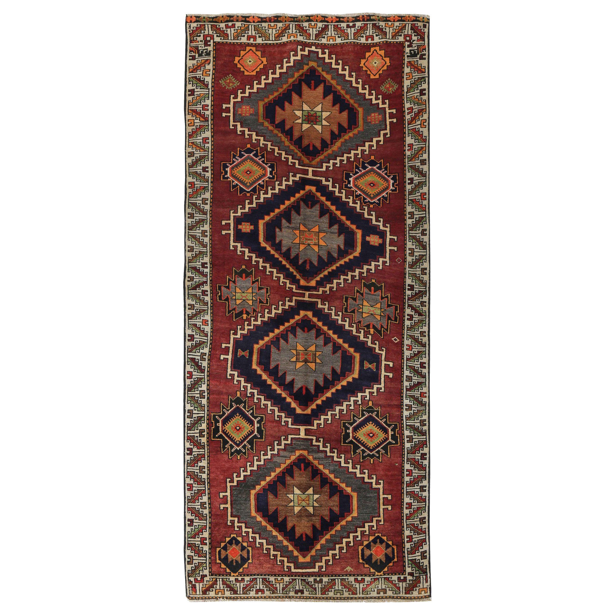 Persischer Aserbaidschan Kleiner Teppich CIRCA 1910 - Wolle Marineblau Rot Gelb - 89685