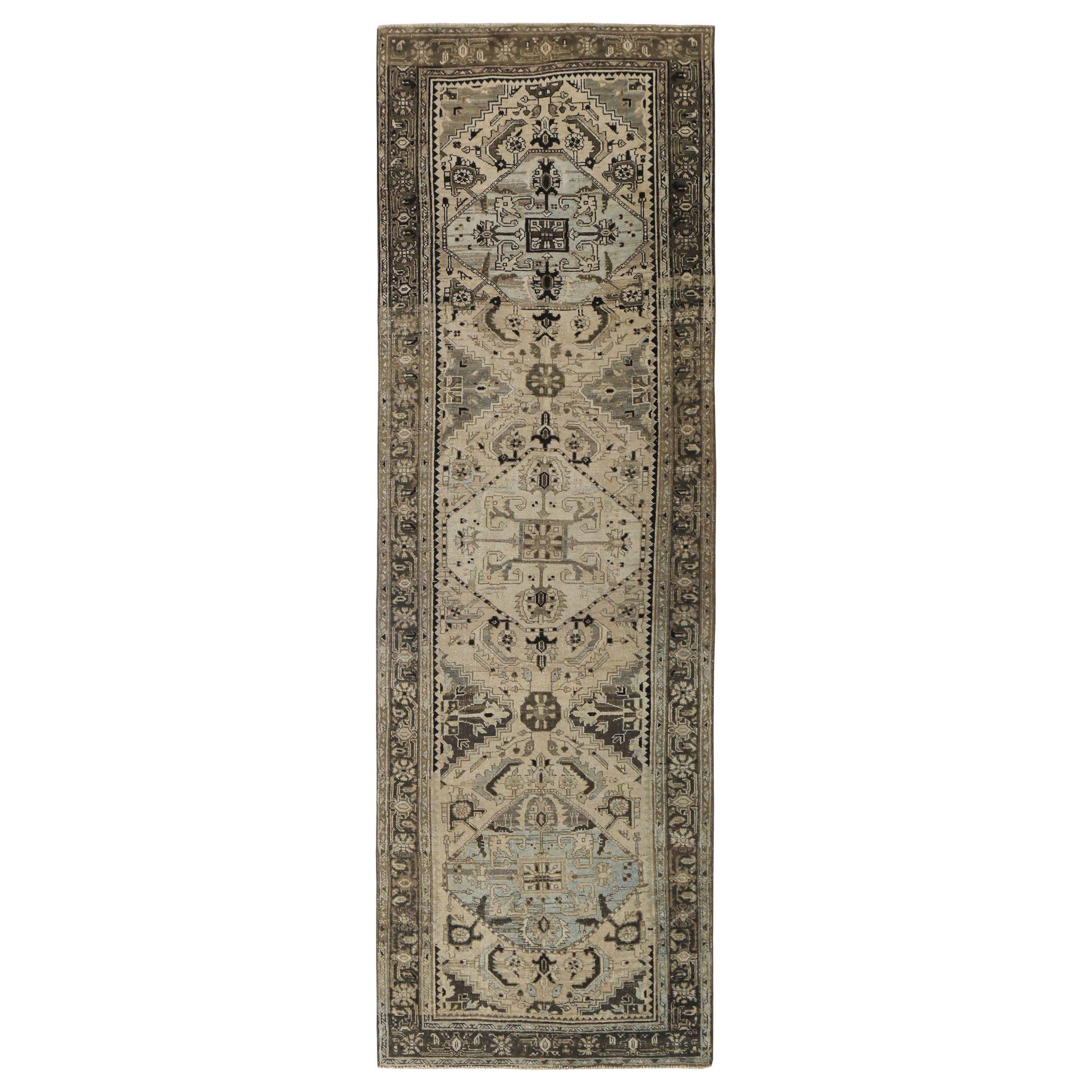 Alfombra Persa Bijar Small - Lana Azul Marrón Diseño Marfil - 89688