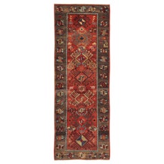 Persische Aserbaidschan Läufer Teppich - Wolle Braun Rot Gelb Design - 89690