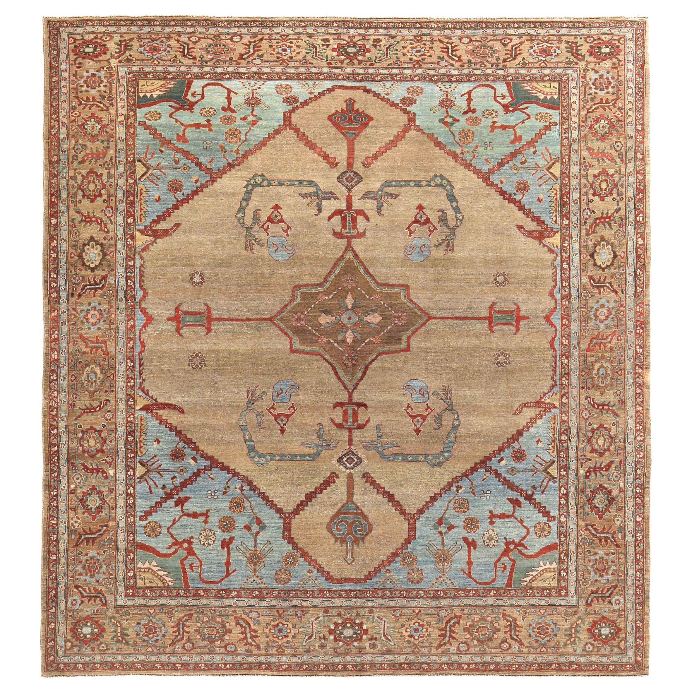 Persische Bakhshayesh Quadratische Teppiche - Seide Blau Elfenbein Rot - 89706