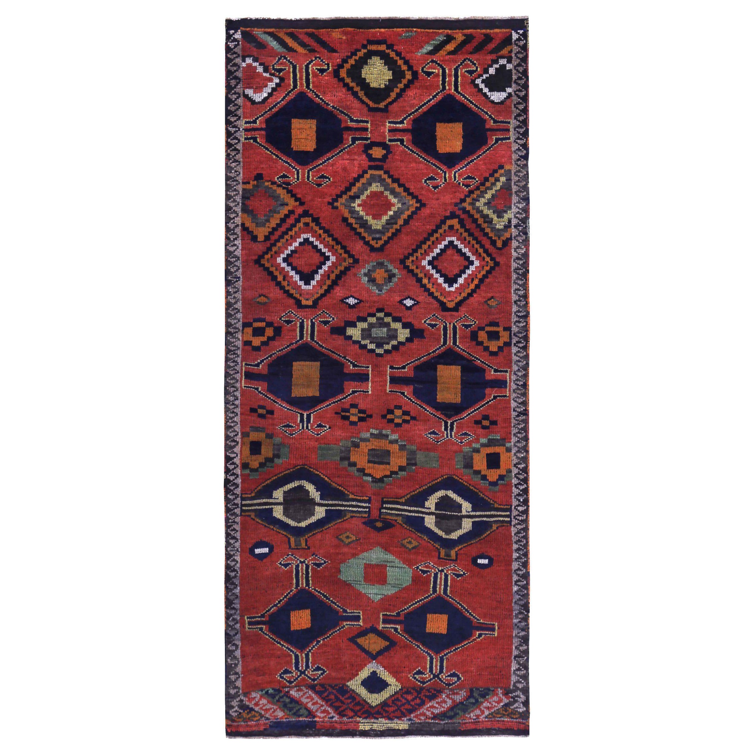 Persische Aserbaidschanische Teppiche - Wolle Marineblau Orange Rot - 89696