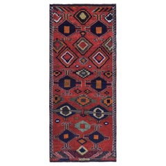 Vintage Persian Azerbaijan Area Rugs - Wool Navy Blue Orange Red - 89696