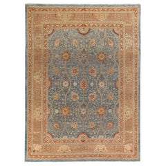 Persische Täbris-Teppiche um 1910 - Wolle Blau Elfenbein Rot Design - 89708