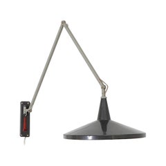 Wim Rietveld  "Model 4050" or "Panama" Wall Mount Lamp in Black Enameled Metal