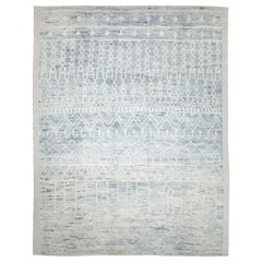 Marokkanische Afghanistan-Teppiche Circa 1990 - Wolle Blau Elfenbein Design - 89785