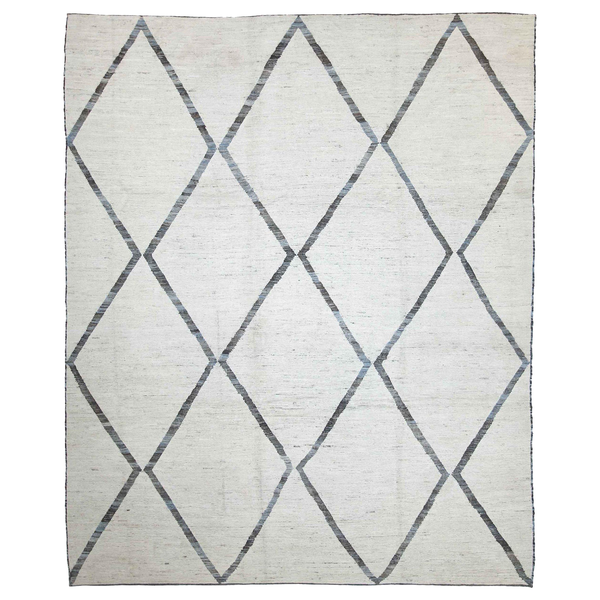 Afghanistan Moroccan Area Rugs Circa 1990 - Wool Brown Ivory Design - 89789