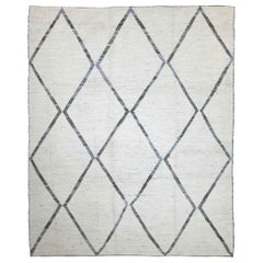 Afghanistan Moroccan Area Rugs Circa 1990 - Wool Brown Ivory Design - 89789