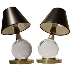Adnet and Baccarat Crystal Ball Lamps 4