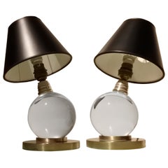 Adnet and Baccarat Crystal Ball Lamps