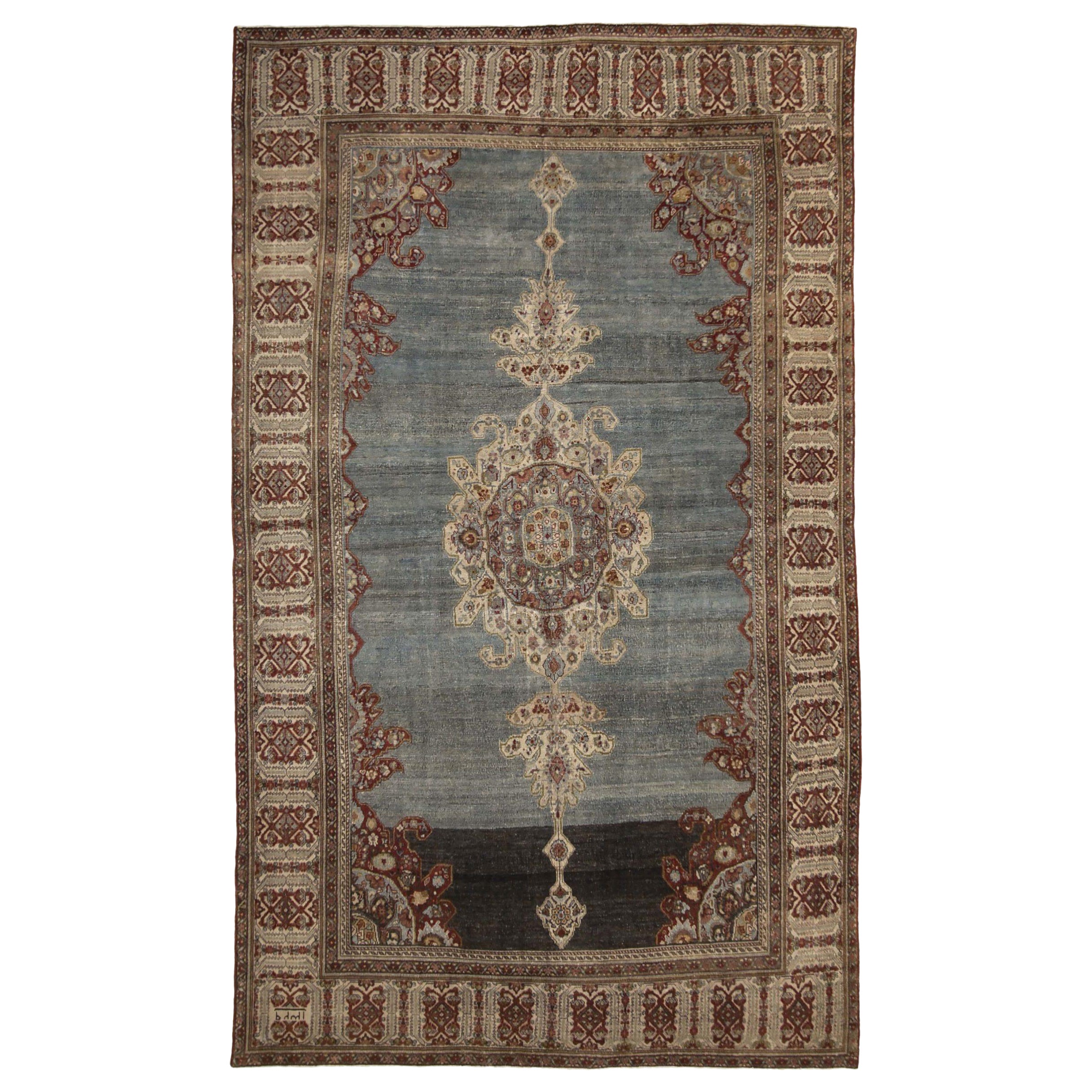 Persische Malayer-Teppiche - Wolle Blau Elfenbein Rot Design - 89723