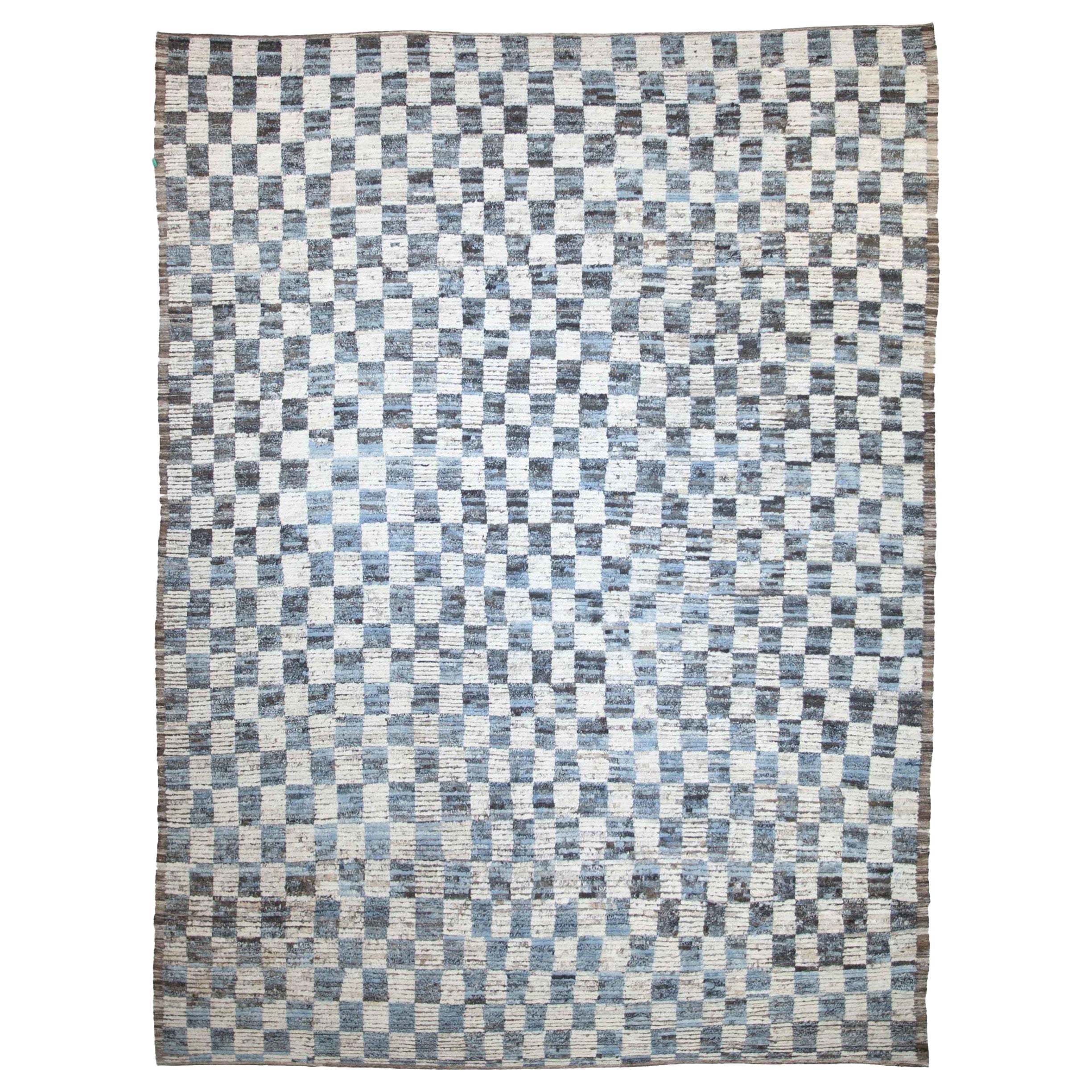 Afghanistan Marokkanische Teppiche Circa 1990 - Wolle Blau Braun Elfenbein Design - 89782
