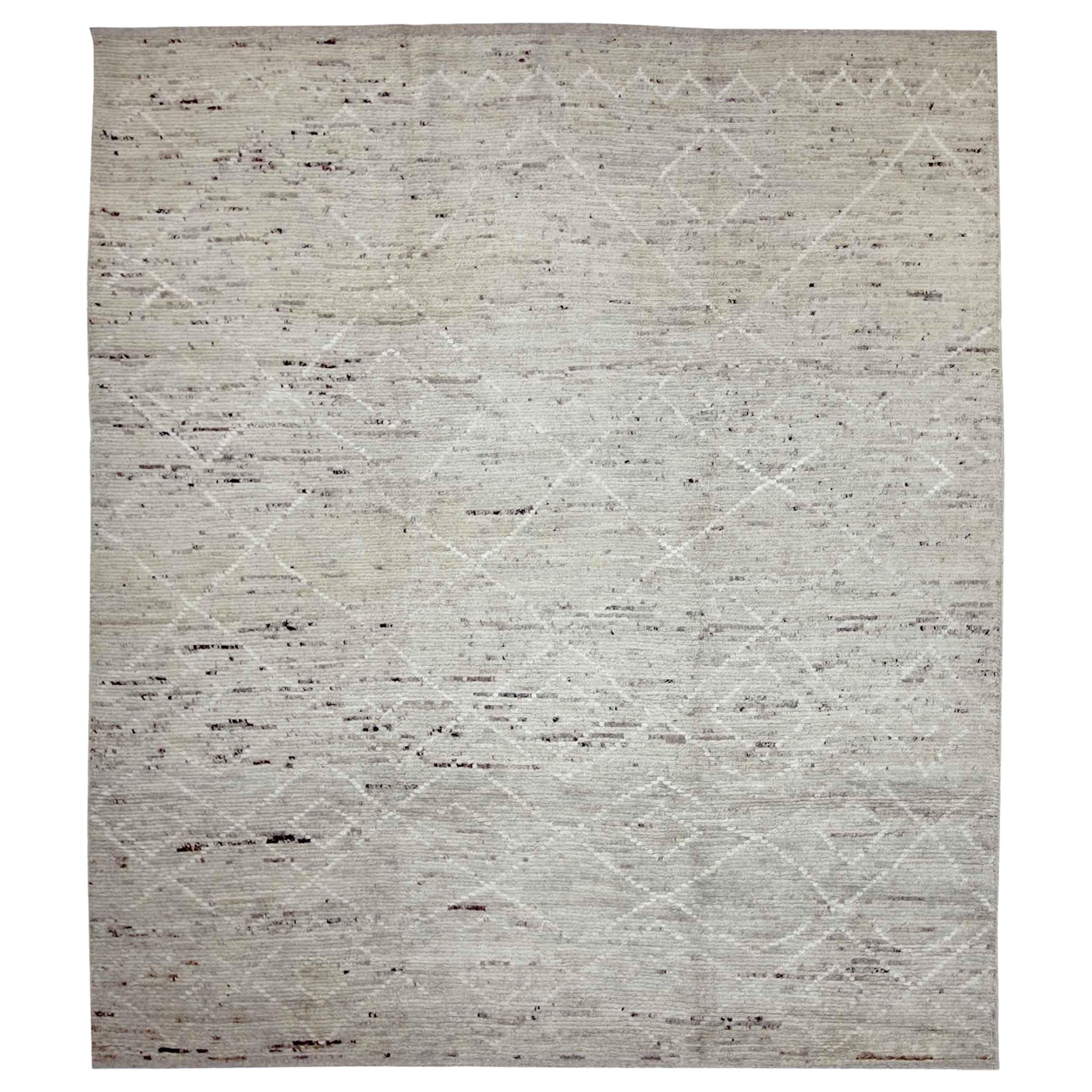 Afghanistan Moroccan Area Rugs Circa 1990 - Wool Ivory Design - 89809