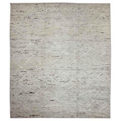 Afghanistan Moroccan Area Rugs Circa 1990 - Wool Ivory Design - 89809