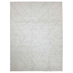 Afghanistan Moroccan Area Rugs Circa 1990 - Wool Blue Ivory Design - 89784