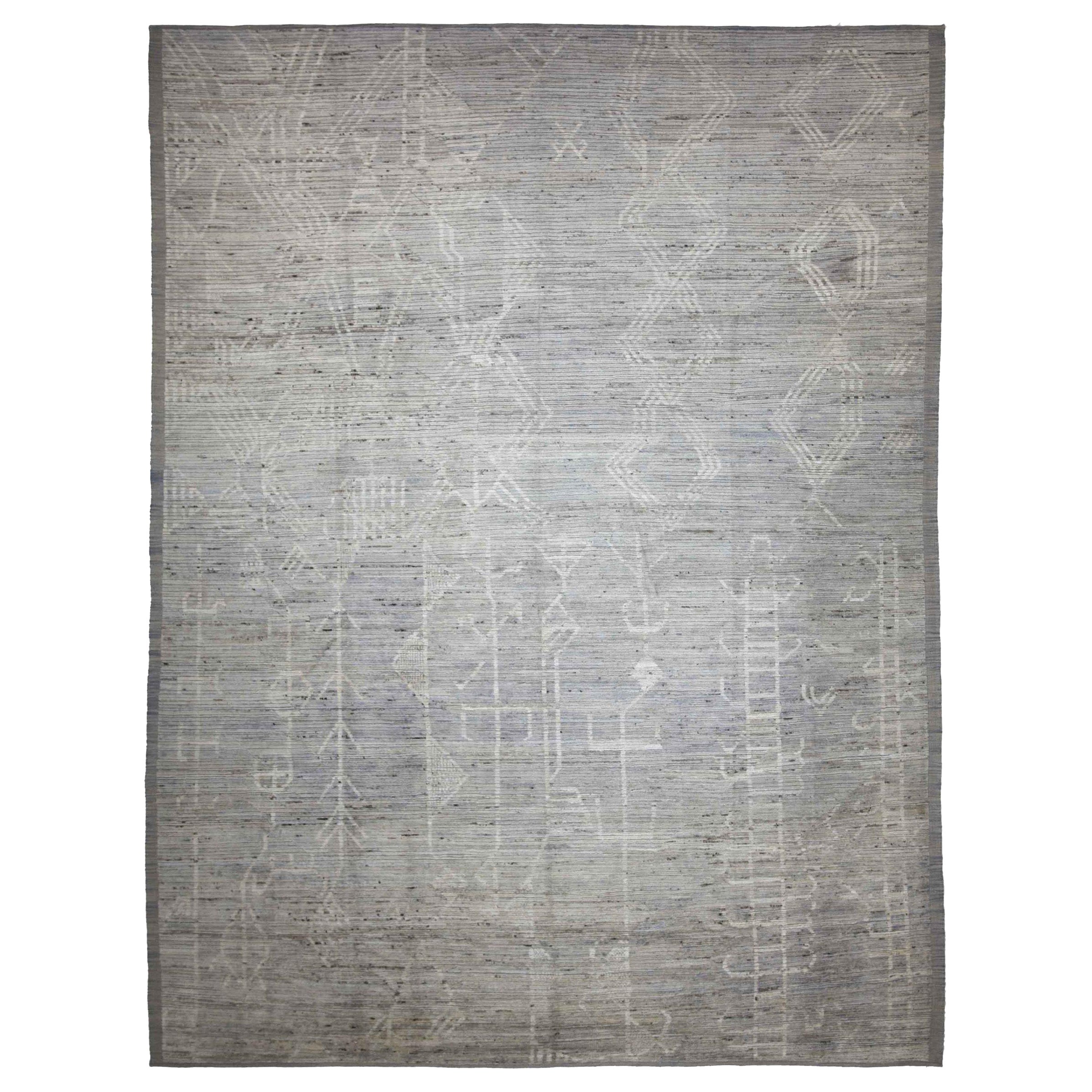 Afghanistan Moroccan Area Rugs Circa 1990 - Wool Brown Ivory Design - 89813 For Sale