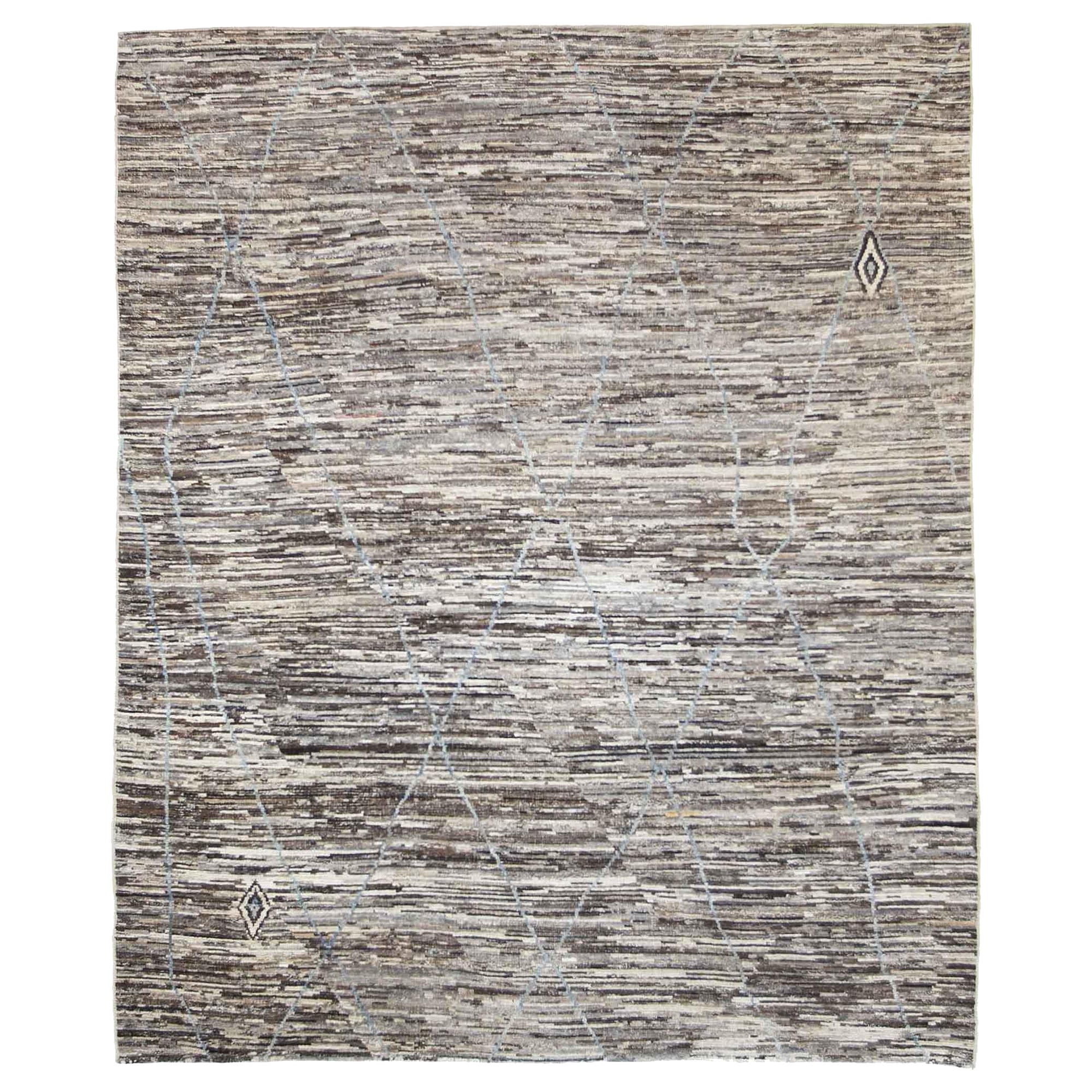 Afghanistan Moroccan Area Rugs Circa 1990 - Wool Brown Ivory Design - 89856