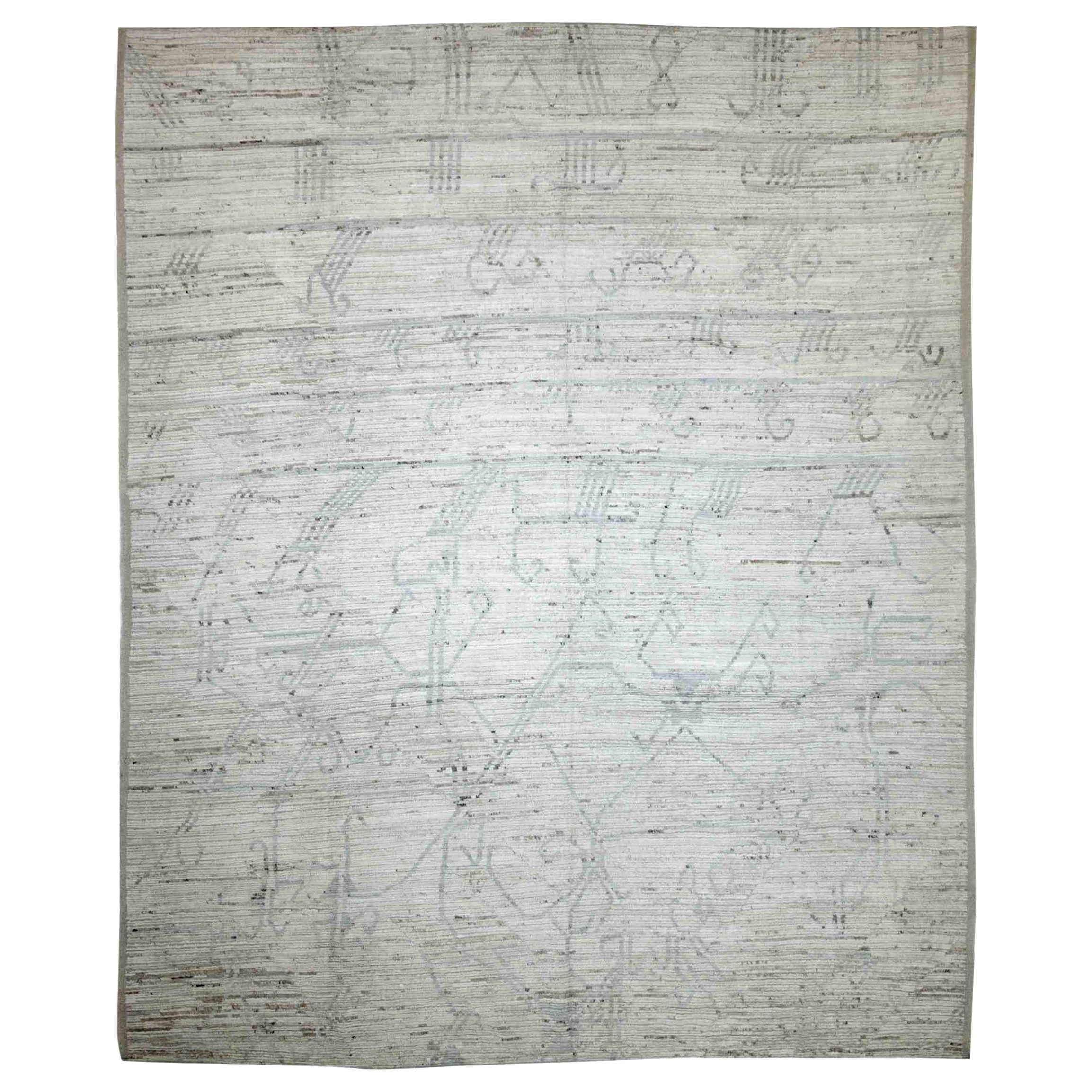 Afghanistan Moroccan Area Rugs Circa 1990 - Wool Ivory Design - 89896