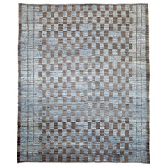 Afghanistan Moroccan Area Rugs Circa 1990 - Wool Blue Brown Design - 89885