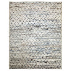 Afghanistan Moroccan Area Rugs Circa 1990 - Wool Blue Brown Ivory Design - 89886