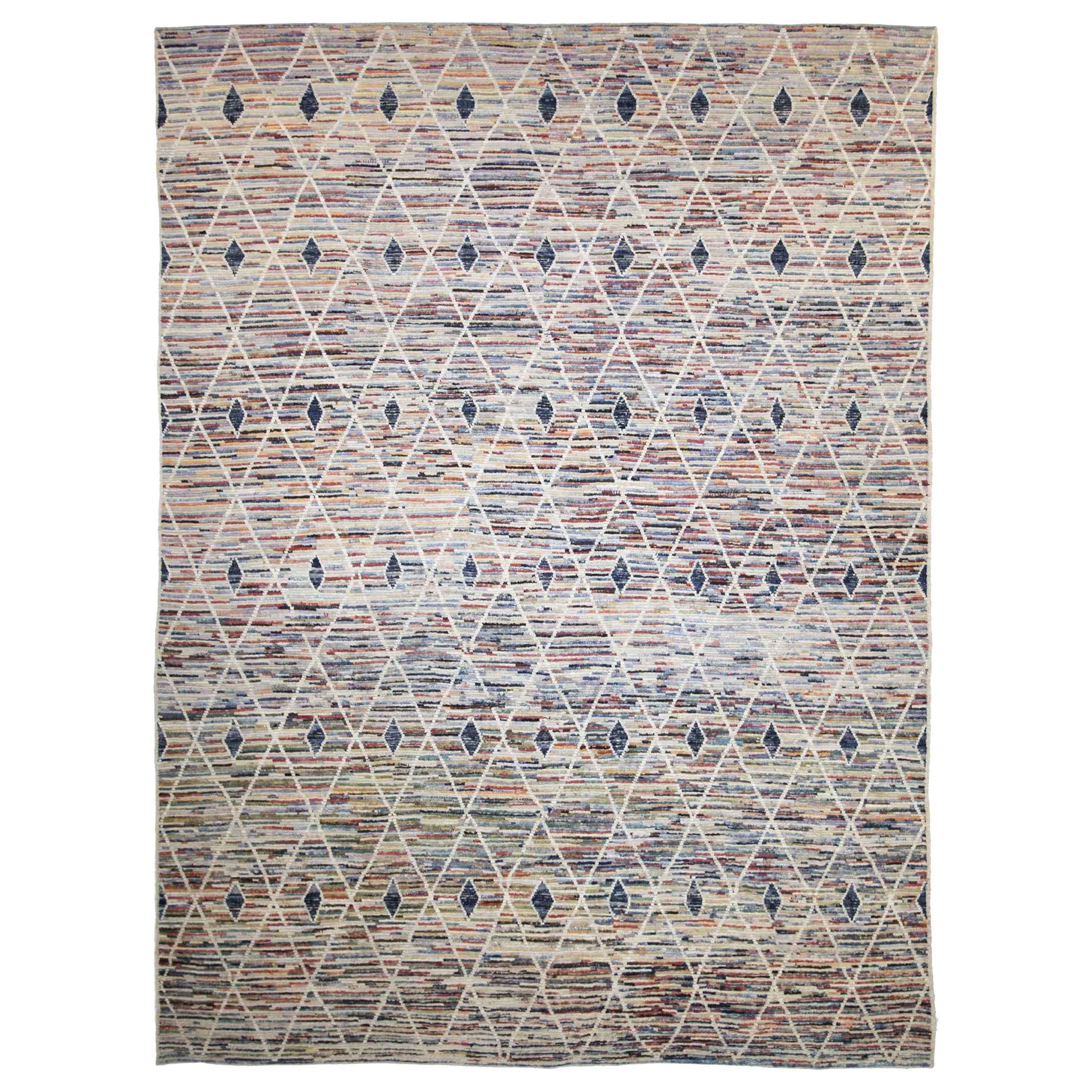 Tappeti marocchini Afghanistan Circa 1990 - Lana Blu Marrone Avorio Design - 89887