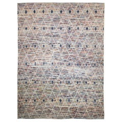 Afghanistan Marokkanischen Bereich Teppiche CIRCA 1990 - Wolle Blau Braun Elfenbein Design - 89887