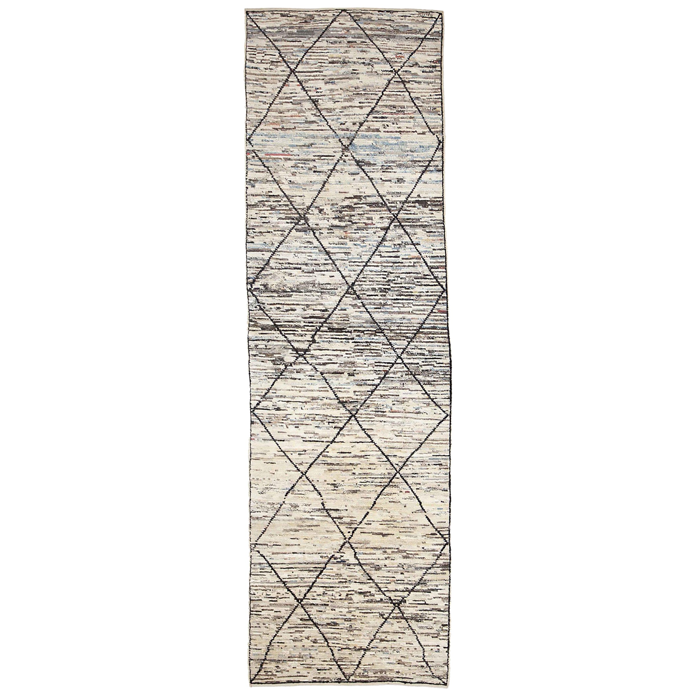 Afghanistan Marokkanischer Läufer Teppich CIRCA 1990 - Wolle Braun Elfenbein Design - 89913