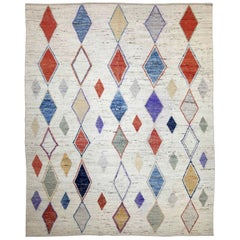 Tapis marocains d'Afghanistan vers 1990 - Laine bleu ivoire rouge jaune - 89893
