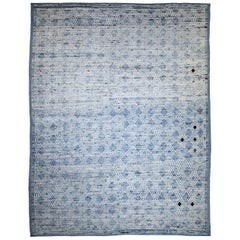 Marokkanische Afghanistan-Teppiche Circa 1990 - Wolle Blau Elfenbein Design - 89919