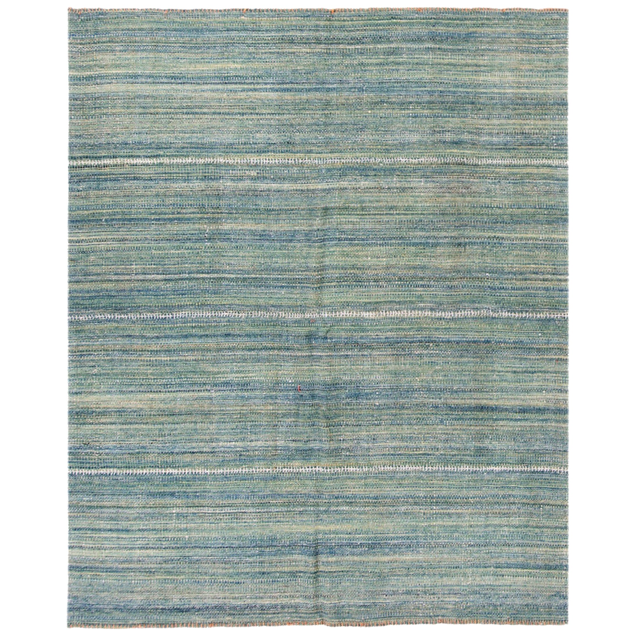 Petit tapis persan Kilim datant d'environ 1910, motif en laine bleu vert - 89968 en vente